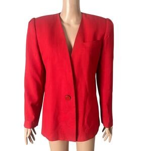 Kasper for A.S.L. Blazer Women's 10 Red Blazer One Button
